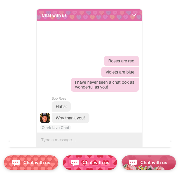 Valentine's chat box themes from Olark